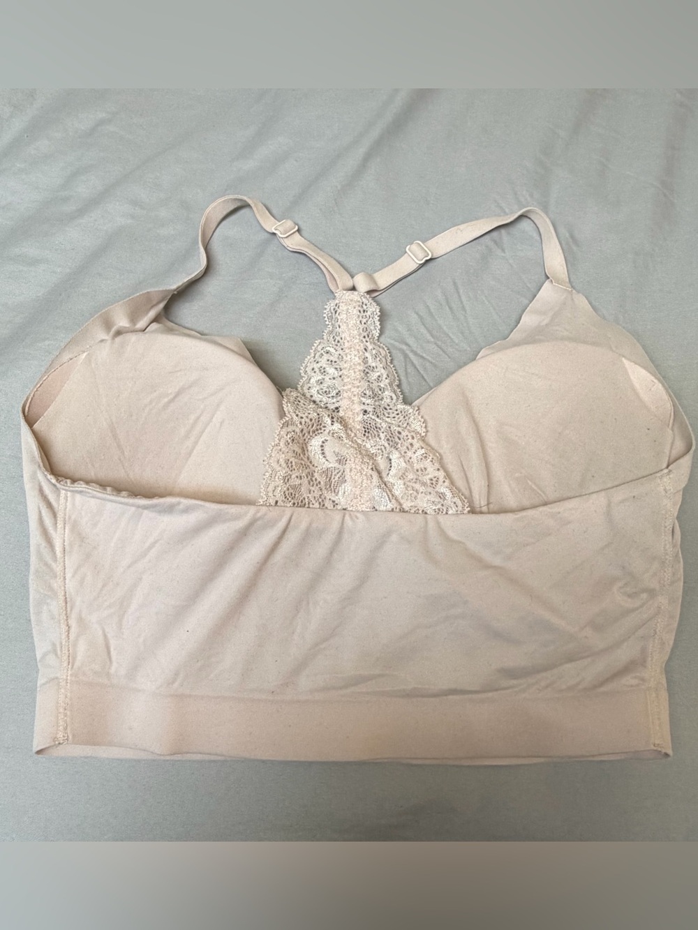Soma Enbliss Lace Racerback Bralette Wireless Pullover Beige Women’s L - Picture 2 of 3